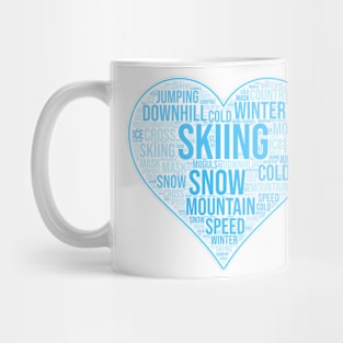 Skiing Heart Blue Mug